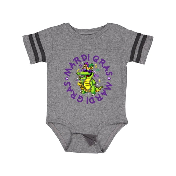 Inktastic Mardi Gras 2021 Party Alligator Boys or Girls Baby Bodysuit