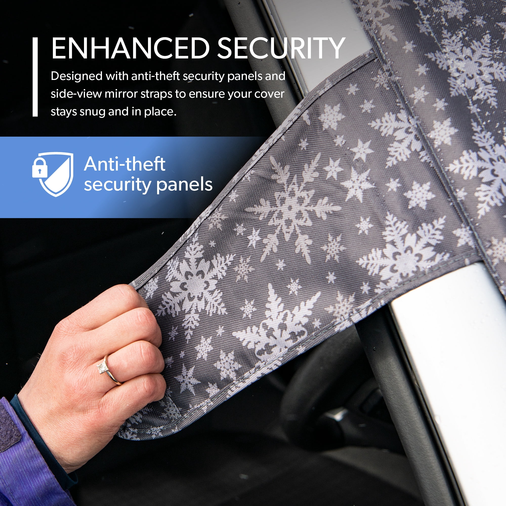 FOVAL Windshield Snow Cover With Side Mirror Protection - Winter Car Windshield Protector (White)