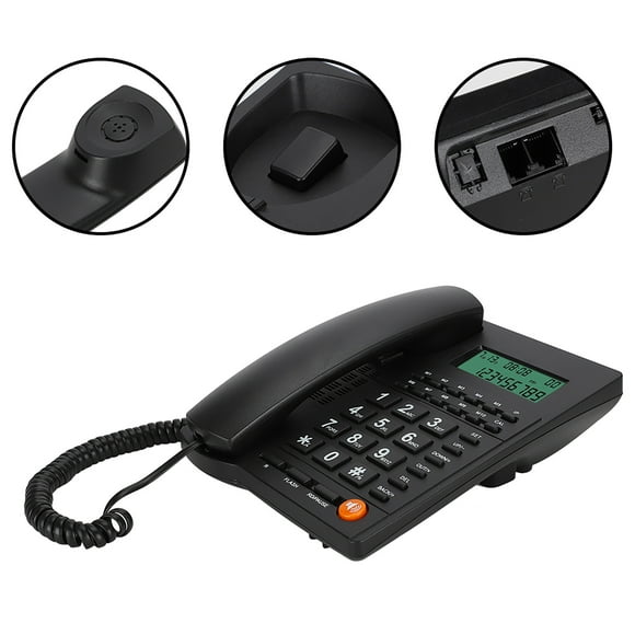 Teléfonos fijos L019 Multifunción English Trade Backlight Call Desk Display Teléfono de identificación de llamadas para oficina hogar hotel restaurante negro