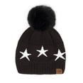 thumbnail image 5 of CC Beanie with Quality Faux Fur Pom & Star Pattern, 5 of 8