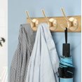 thumbnail image 5 of Tofiigrem Ganchos de pared dorados, paquete de 6 ganchos para batas, ganchos de baño dobles de metal resistente, ganchos para toallas de mano montados en la pared para cubículo, baño, cocina, armario,, 5 of 5