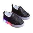thumbnail image 2 of HXWCHs Girls Fashion Sneakers with Flashing LED Lights and Sparkly Design Breathable Casual Platform Shoes for Kids6-7 Years Black, 2 of 8