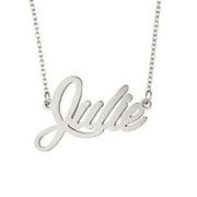 Julie Name Necklace Initials Charm Stainless Steel Jewelry Valentine Gift