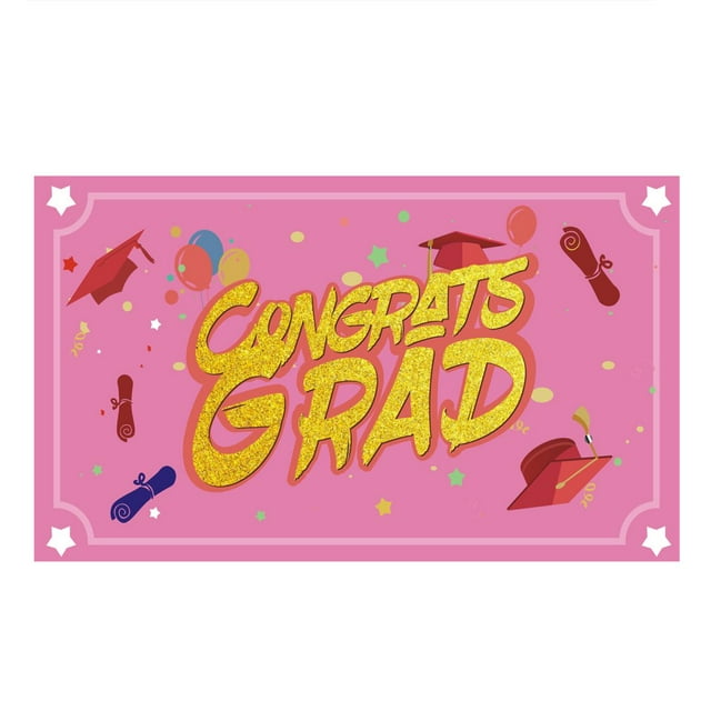 AMERTEER 1Pcs Backdrop Banner Super Soft Wear Resistant Polyester Congrats Grad Party Banner Decorations Photography Prop for School