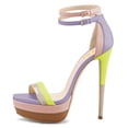 thumbnail image 2 of FSJ Women Open Toe Platform Stiletto High Heels Ankle Strap Double Buckle Sandals Sexy Party Formal Shoes Size 6.5 Multi-Purple, 2 of 4
