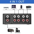 thumbnail image 3 of Seitruly Conmutador de audio estéreo L/R, elegante, 4 en 1 salida/1 en 4 salidas, escritorio, DVD, convertidor bidireccional, adaptador, accesorios Sistemas de cine en casa, 3 of 6
