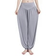 thumbnail image 6 of SAYFUT Women's Solid Color Yoga Pants Harem Hippie Palazzo Pilates Wide Leg Long Loose Baggy Casual Trousers, 6 of 9