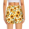 thumbnail image 2 of Lsque Yellow Polka Dot Sunflower Printed Women's Running Shorts with Liner Pockets,Elastic Quick Dry Workout Athletic Gym Yoga Shorts,Womens High Waist Shorts-, 2 of 9