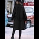 thumbnail image 4 of Gabardina de Lana Cruzada para Mujer, Abrigo de Invierno de Mezcla de Lana, Medio, Elegante. Negro M, 4 of 9
