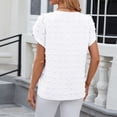 thumbnail image 5 of ZyeKqe Dressy Casual Tops for Women Petal Sleeve Business Top Crewneck Pleated Dotted Work Shirts, 5 of 5