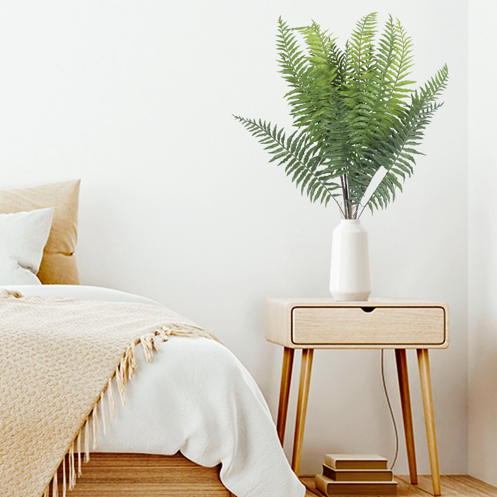 Unique Bargains Artificial Bracken Stems Leaves Faux Greenery Plants Green_Fern