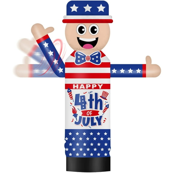 Inflatable Wavers Happy 4th of July Inflatable Tube Man Wacky Wavy Dancing Guy for Outdoor Decoration Advertising Business Promotion (Blower Not Included)