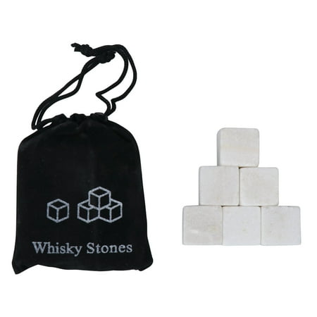 

Dyfzdhu Ice Cube Mold Stones Gift Set of 6 Unique Chilling Stones with Velvet Pouch-Reusable White