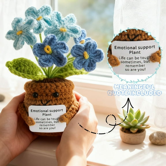 Emotional Support Crochet Yarn Potted Plant, Memorial & Condolence Keepsake Gift, Handmade Soft Wool Craft For Comfort And Grief Support