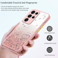 thumbnail image 6 of Compatible with Samsung Galaxy S23 Ultra Case Clear Cute Giltter Samsung S23 Ultra Phone Case for Women Girls Transparent TPU Bumper Cases with Lanyard Strap (Pink), 6 of 14