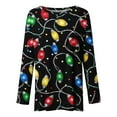 thumbnail image 4 of Craaazy Women's Long Sleeve Shirts Colorful Christmas Printed Round Neck Xmas Tops Gifts, 4 of 5