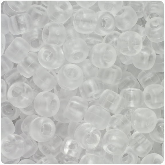 BeadTin Crystal Frosted 9mm Barrel Pony Beads (500pc)