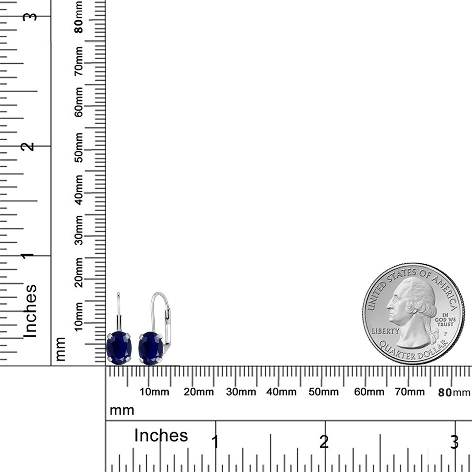 Gem Stone King 925 Sterling Silver Oval Blue Sapphire Earrings for Women (3.58 Cttw, Oval 8X6MM)