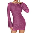 thumbnail image 2 of LWavelet Womens Mardi Gras Mask Print 3/4 Sleeve Dress Pocket Summer Holiday Daily Casual Dress Pink L, 2 of 4