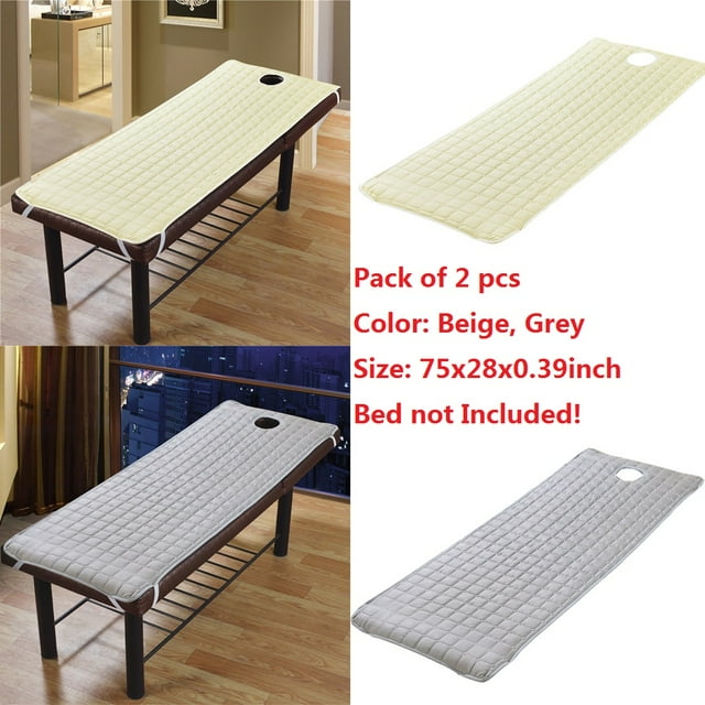 Paquete de 2 uds. de ón de cama de para salón con orificio para respirar en de 78x25 pulgadas Gris Macarena Cojín de colchón de mesa de masaje
