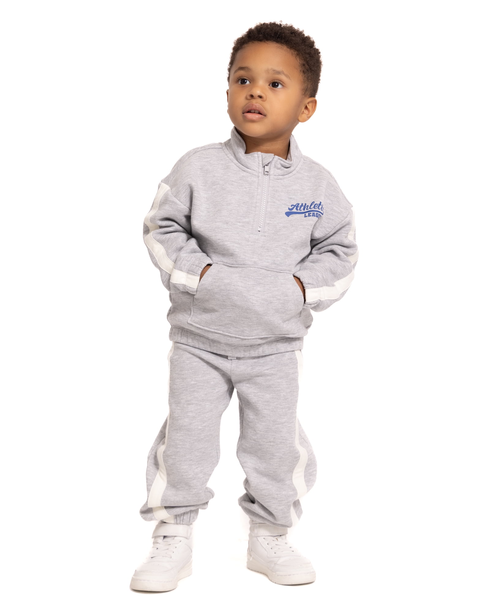 Wonder Nation Toddler Boys Fleece Half Zip Sweatshirt with Long Sleeves, Sizes 12M-5T