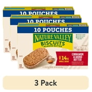 (3 pack) Nature Valley Biscuit Sandwiches, Cinnamon Almond Butter, 10 Bars, 13.5 oz
