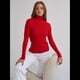 thumbnail image 5 of Suéteres Acanalados para Mujer, Lindos Suéteres de Punto de Cuello Alto, Ajustados y Cálidos Rojo un Tamaño, 5 of 9