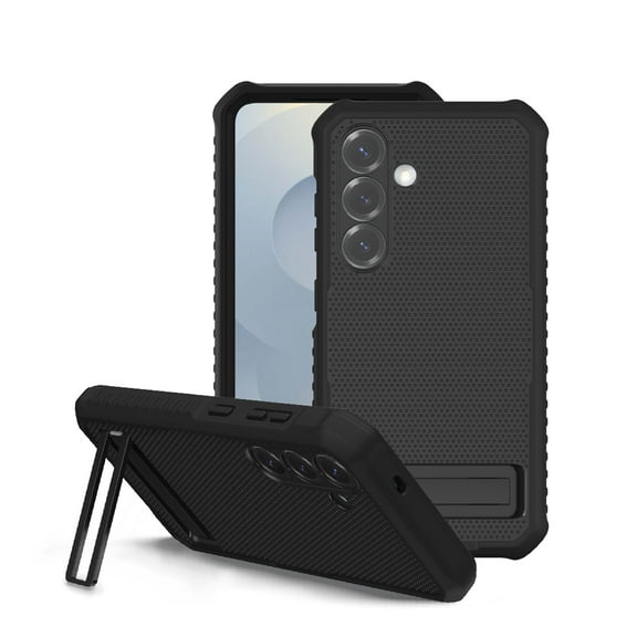 onn Rugged Phone Case with Kickstand for Samsung Galaxy S25 - Black