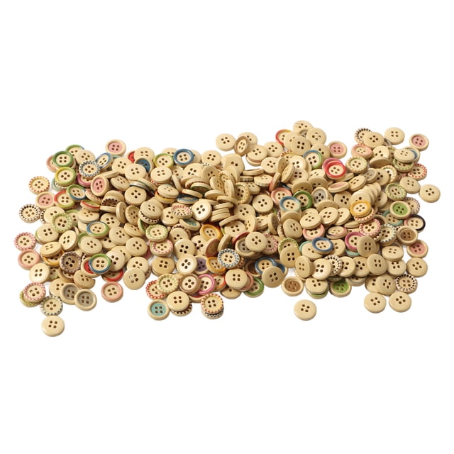 Botones Para Manualidades, Exquisitos 400 Piezas Accesorio De Joyería Ampliamente Utilizado Botones Impresos De Madera De 15 Mm Con 4 Agujeros Para Chaquetas Para álbumes De