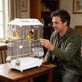 thumbnail image 4 of Tong Large Wrought Bird Cage With Stand Detachable Rolling Flight Aviary For Finches, 4 of 6