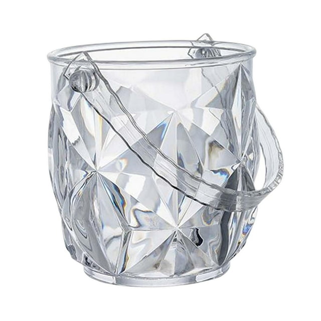 Transparent Ice Bucket Clear Ice Container with Handle Beverage Chilling Tub for 1.2L