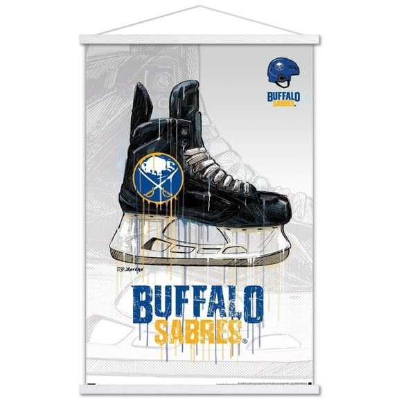 NHL Buffalo Sabres - Drip Skate 21 Wall Poster with Wooden Magnetic Frame, 22.375" x 34"