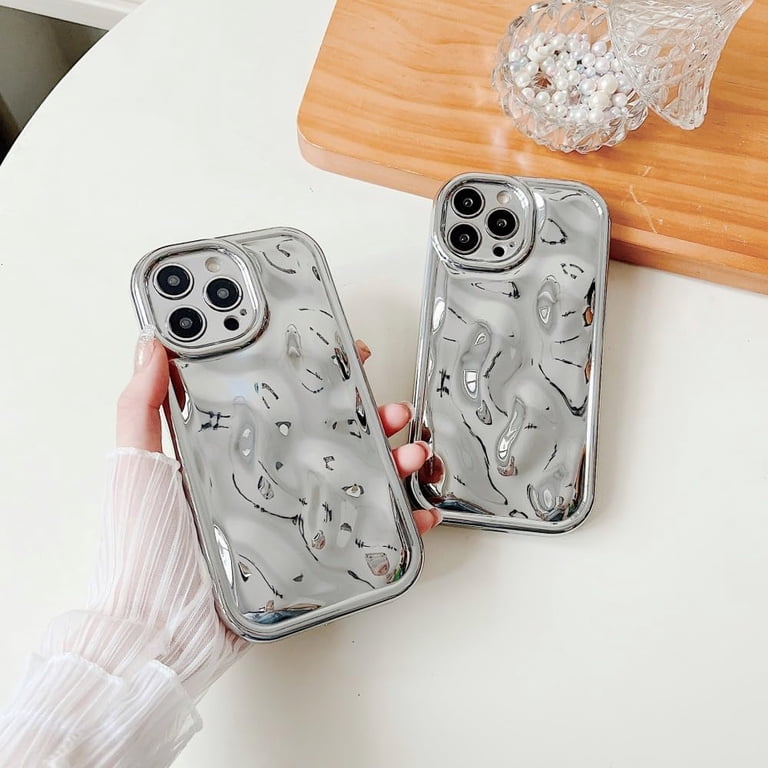 Compatible with iPhone 13 Pro Case,Luxury Electroplated Glitter Designer  Case, Bling 3D Wave Silver Chrome Pattern,Soft Silicone Shockproof Camera  Protective Back Cover for Women Girls - Walmart.com