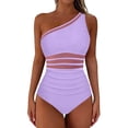 thumbnail image 3 of Oplxuo Women Mesh One Piece Swimsuit - Tummy Control One Shoulder Bathing Suit Cut Out Swimwear 2026, 3 of 7