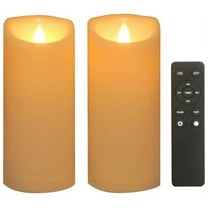 Waterproof Outdoor Battery Operated Flameless Candles with Remote Timer Realistic Flickering Plastic Fake Electric LED Pillar Lights for Home Garden Wedding Christmas Decor 3x7 Inches 2 Pack