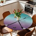thumbnail image 2 of Round Fitted Tablecloth with Elastic Hockey Player Tablecloths Waterproof Sports Ground Ombre Turquoise Purple Table Cover for Kitchen Dinner Party Picnic Fits Tables up to 36"- 44" Diameter, 2 of 9