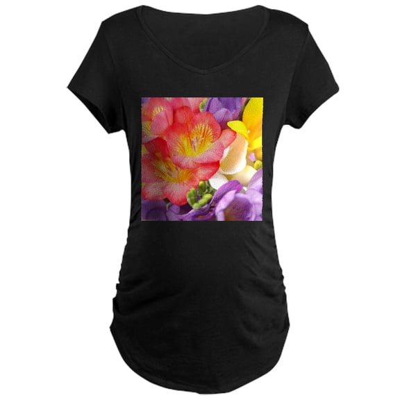 CafePress - Colorful Flowers Maternity T Shirt - Maternity Dark T-Shirt