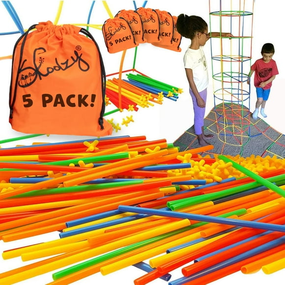 Skoolzy Straw Constructor Stem Building Toys Juego de más de 200 piezas - Juguetes educativos de plástico entrelazados duraderos para que los niños pequeños desarrollen habilidades motoras finas Bloqu
