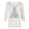 thumbnail image 4 of asdoklhq Plus Christmas Sweater Women's Fashion Christmas Printed T-shirt 3/4 Sleeves Blouse Round Neck Casual Loose Top White XL, 4 of 4