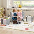 thumbnail image 2 of Gymax Kids Table & Chair Set 3-Piese Toddler Set w/2 Stools & Activity Table Gray Gray, 2 of 10