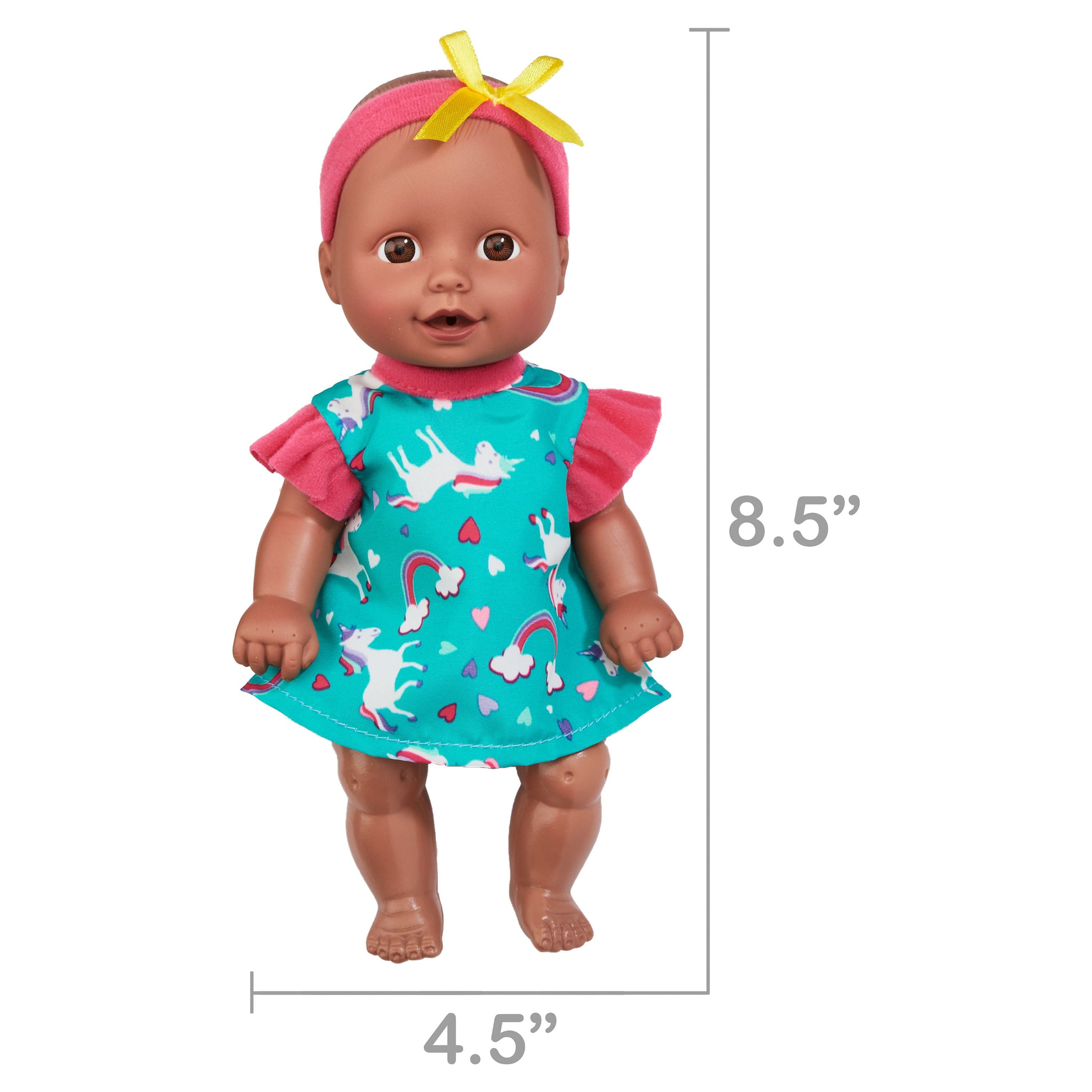 Kid Connection Mini Doll Play Set, Brown Eyes, Dark Skin Tone