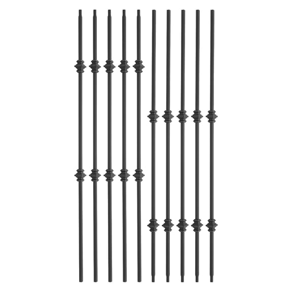 Set of 10 Decorative Metal Balusters Modern Black Stair Railing Elegant Double Pagoda Stair Railing, for Porches, Backyards, Doorways, Deck Balconies