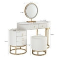 thumbnail image 7 of FUKAYI Luxury Makeup Vanity Desk Set with Lighted Mirror & Drawers Dressing Table with Stool, White, 7 of 7