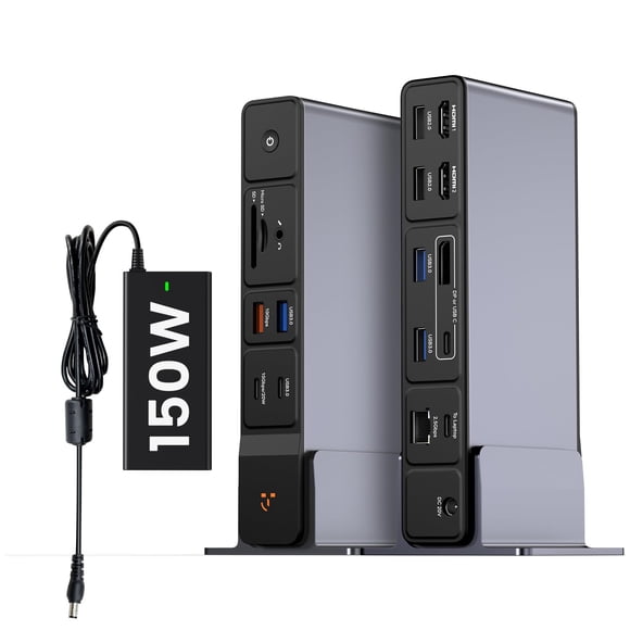 Estación de acoplamiento USB-C Tobenone Triple 4K, adaptador de corriente de 150 W