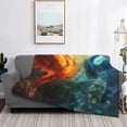 thumbnail image 2 of Yiaed Red And Blue Fire Peacock Print Blanket Throw Blanket Soft Cozy Flannel Blanket for Home Bed Sofa Couch Chair-80"x60", 2 of 6