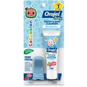 Orajel Baby CoComelon Fluoride-Free Toothpaste Watermelon Flavor, 1oz, and Soft Finger Brush