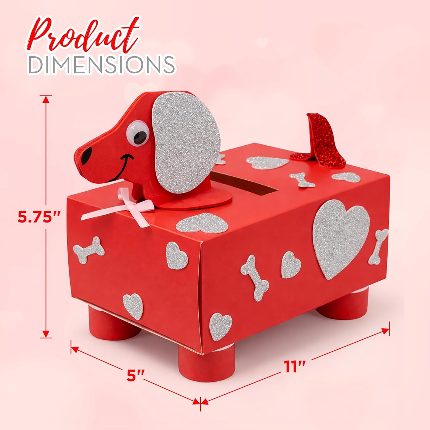 4E's Novelty DIY Dog Valentine Mailbox Kit Kids Classroom Card Box Foam Stickers Craft