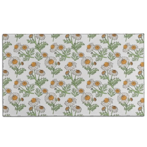 Light Gray Daisy Flower Pattern Door Rugs,Washable Non Slip Door Mats Indoor,Decorative Door Mats,Entry Mat Indoor for Entrance,Bedroom,Kitchen,Bathroom,17"x30"