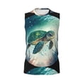 thumbnail image 5 of Lsque Watercolor Turtle5 Print Men's Cotton Blend Sleeveless Muscle Shirts (S-3XL)- Moisture Wicking, Odor Protection, UPF 30+,Small, 5 of 7