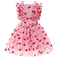 thumbnail image 2 of IBTOM CASTLE Kids Girls Sequins Romper Tutu Dress Butterfly Daisy Polka Dots Embroidery Princess Tulle Wedding Pageant Evening Gown Flutter Sleeves Birthday Party Dresses 4-5 Years Pink Heart, 2 of 8